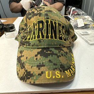 US Marines Cap 100% Cotton Twill Hologram Sticker Digital Camo Colored